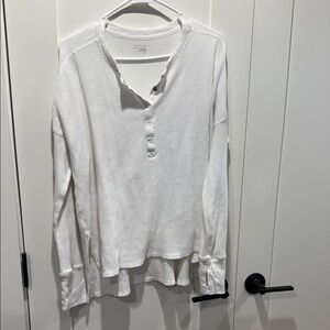 Aerie White Long Sleeve Henley Top